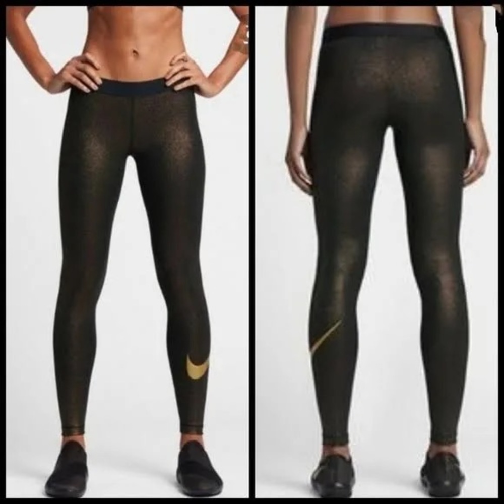 Nike Pro Training Legging In Gold. Medium size